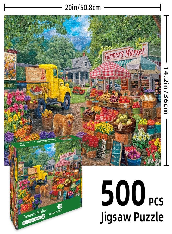 Libeder Farmers Market Puzzles for Adults 500 Pieces,Vibrant Farm Stand, Fresh Produce & Bustling Market Scene Jigsaw Puzzle, Finished Size is 20" x 14.2" - Image 5